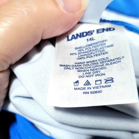 Land's End One Piece Swimsuit 14L Women's Blue Slimming X-Back Straps Padded - Picture 3 of 3